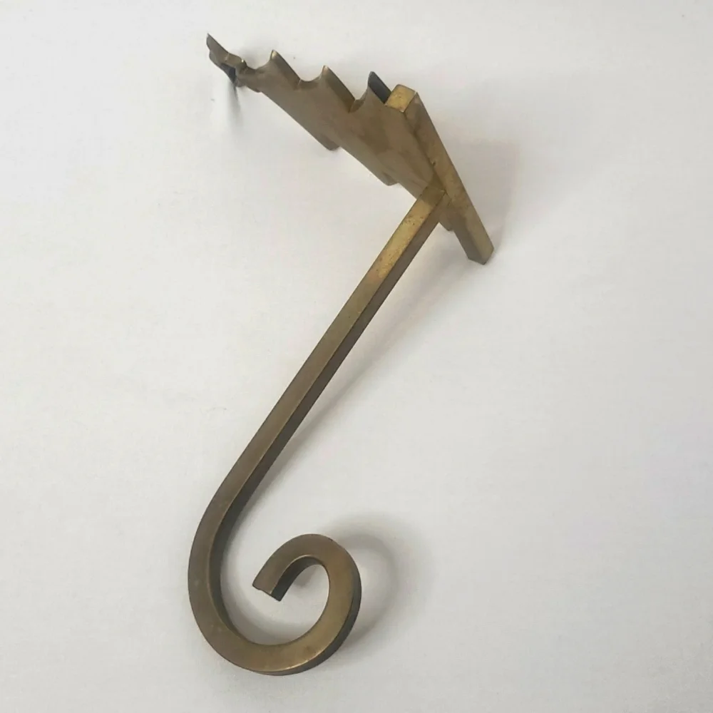 Vintage Cost Plus Brass Christmas Tree Stocking Holder For Mantel